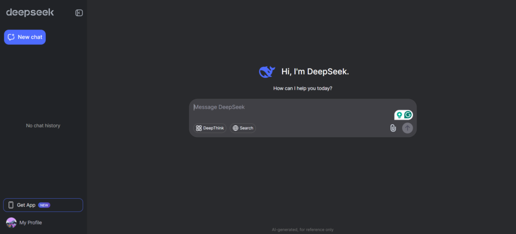free ai writing tools 2026 — DeepSeek free chat interface showing content output — Decode Tools