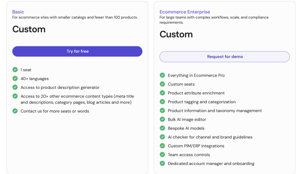 hypotenuse ai review — screenshot showing Hypotenuse AI Basic and Ecommerce Enterprise plans — Decode Tools
