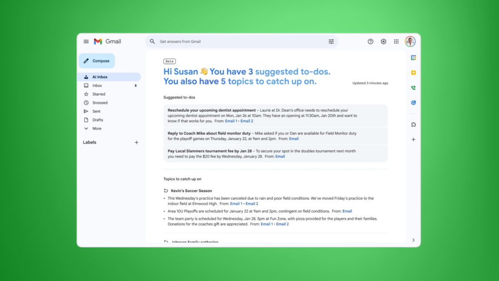 free chatgpt alternatives 2026 — Google Gemini free tier inside Gmail drafting an email — Decode Tools